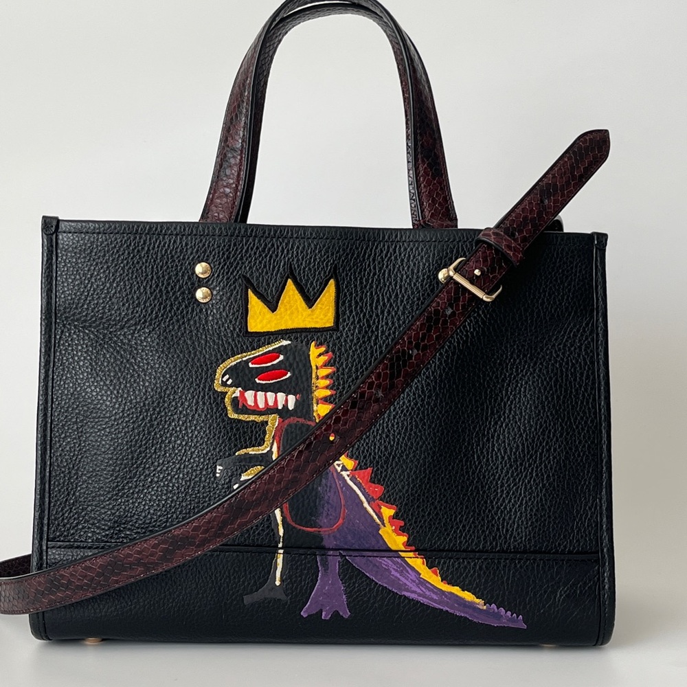 Coach X Jean Michel Basquiat Dinosaur Dempsey Carryall Tote Black